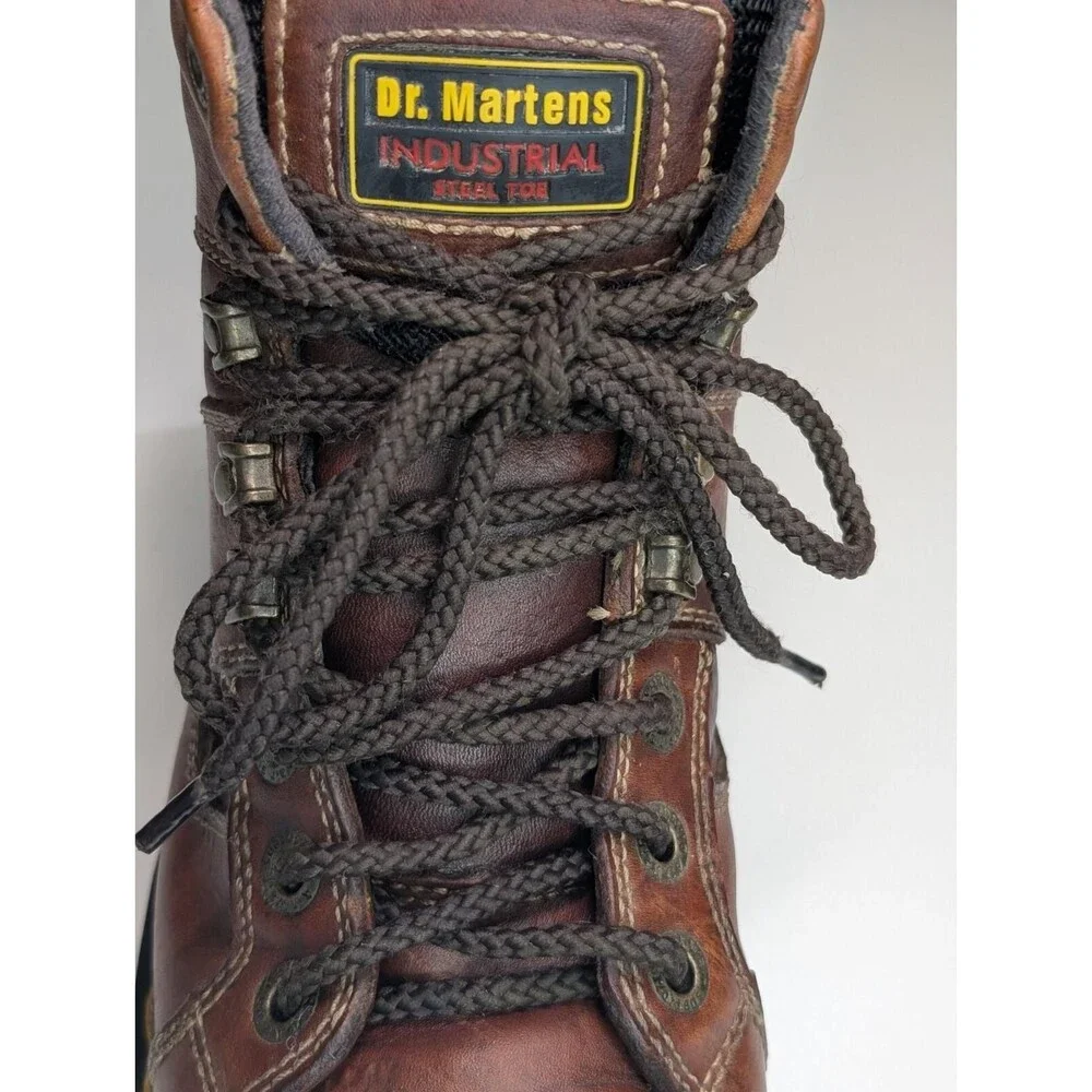 Dr. Martens DM's Industrial Steel Toe Boots Unisex M6/L7 Brow Leather Used VGC